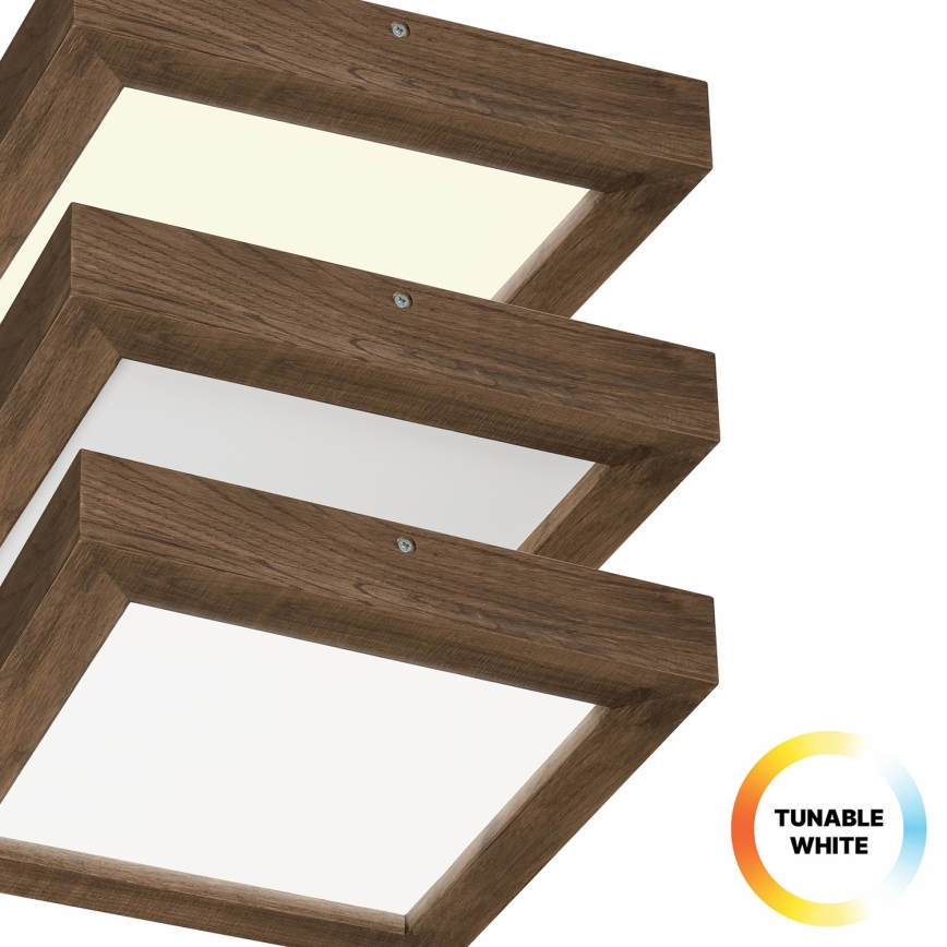 Brilagi - LED regulowane oświetlenie sufitowe do łazienki WOODY FRAME LED/24W/230V dąb orzech 30x30 cm 3000-6000K IP44 + pilot zdalnego sterowania