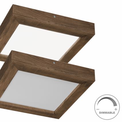 Brilagi - LED regulowane oświetlenie sufitowe do łazienki WOODY FRAME LED/24W/230V dąb orzech 30x30 cm 3000-6000K IP44 + pilot zdalnego sterowania