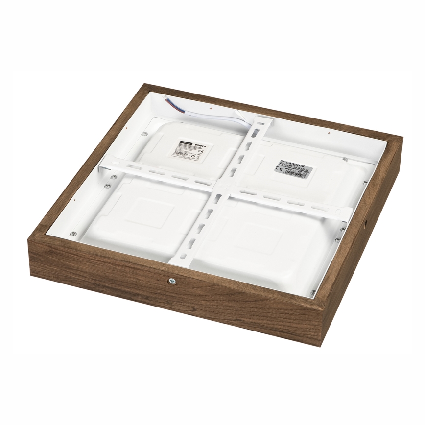 Brilagi - LED regulowane oświetlenie sufitowe do łazienki WOODY FRAME LED/24W/230V dąb orzech 30x30 cm 3000-6000K IP44 + pilot zdalnego sterowania