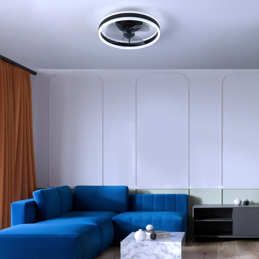 Brilagi - LED regulowane oświetlenie sufitowe z wentylatorem LED/30W/230V 3000-6500K czarne + pilot do zdalnego sterowania