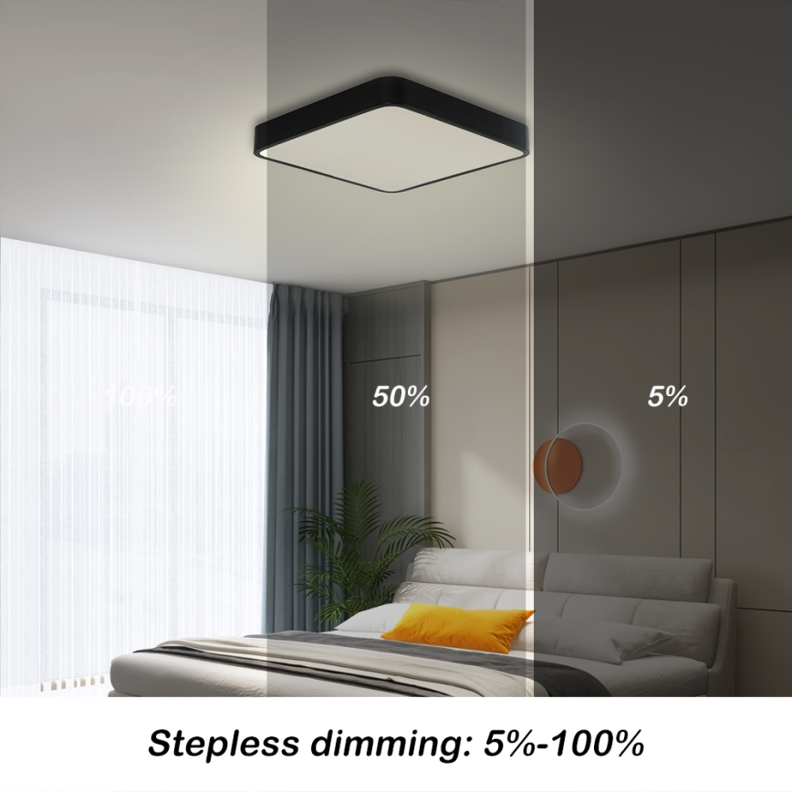 Brilagi - LED Regulowane oświetlenie sufitowe POOL LED/36W/230V 3000-6000K 40x40 cm czarne + pilot zdalnego sterowania