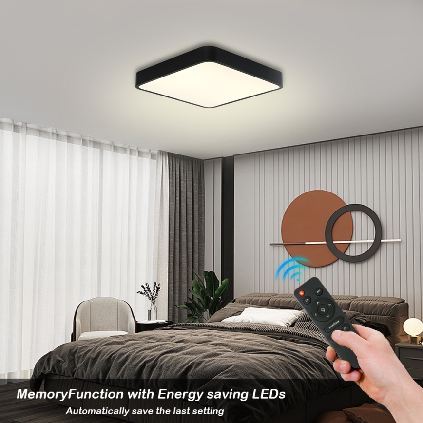 Brilagi - LED Regulowane oświetlenie sufitowe POOL LED/36W/230V 3000-6000K 40x40 cm czarne + pilot zdalnego sterowania