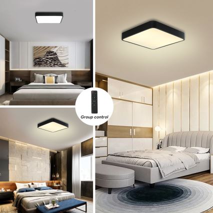Brilagi - LED regulowane oświetlenie sufitowe POOL LED/48W/230V 3000-6000K 50x50 cm czarne + pilot zdalnego sterowania