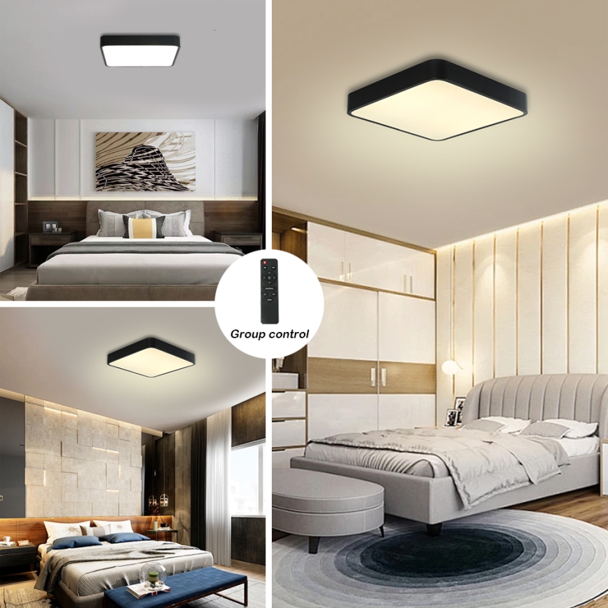 Brilagi - LED regulowane oświetlenie sufitowe POOL LED/48W/230V 3000-6000K 50x50 cm czarne + pilot zdalnego sterowania