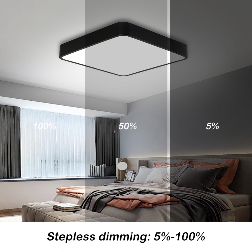 Brilagi - LED regulowane oświetlenie sufitowe POOL LED/48W/230V 3000-6000K 50x50 cm czarne + pilot zdalnego sterowania