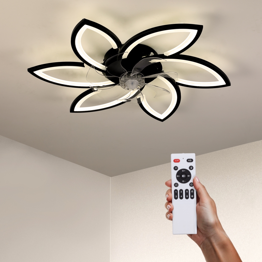 Brilagi - LED regulowane oświetlenie sufitowe z wentylatorem LED/50W/230V 3000-6500K czarne + pilot zdalnego sterowania