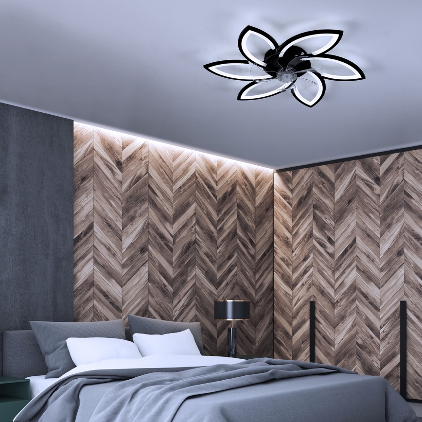 Brilagi - LED regulowane oświetlenie sufitowe z wentylatorem LED/50W/230V 3000-6500K czarne + pilot zdalnego sterowania