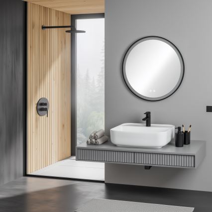 Brilagi - LED ściemnialne podgrzewane lustro łazienkowe z podświetleniem ALU PRO LED/18W/230V śr. 60 cm 3000/4000/6500K IP44 czarne CRI 90