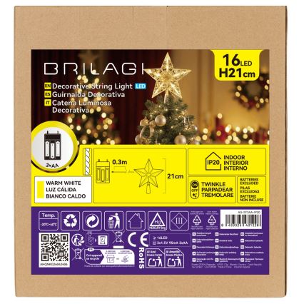 BRILAGI - LED dekoracja świąteczna LED/3xAA 21 cm gwiazda, ciepła biel