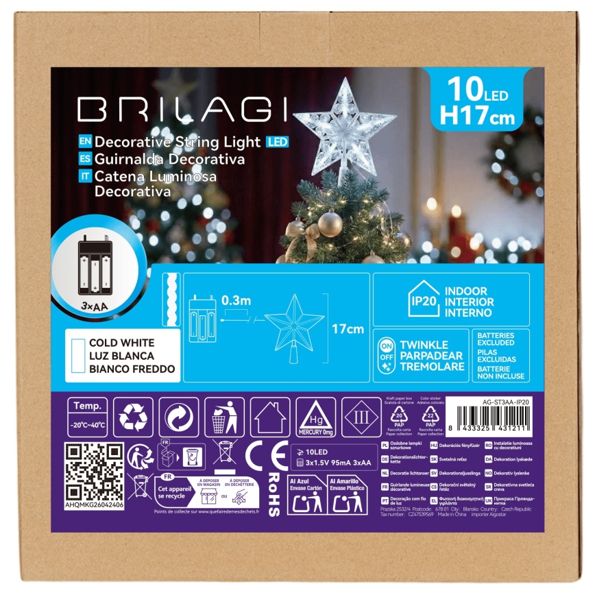 BRILAGI - LED świąteczna dekoracja LED/3xAA 17 cm gwiazda zimna biała
