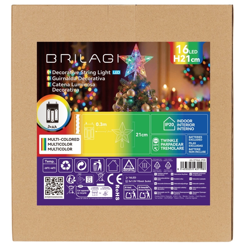 BRILAGI - LED dekoracja świąteczna LED/3xAA 21 cm gwiazda wielokolorowa