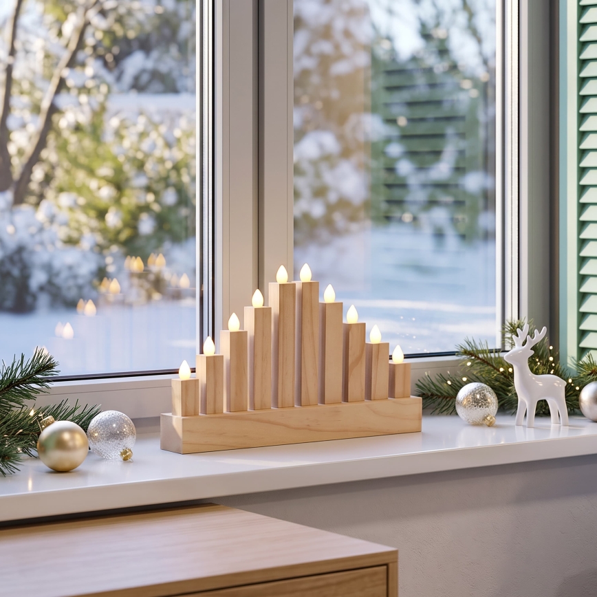 BRILAGI - LED drewniany świecznik świąteczny 10xLED/2xAA