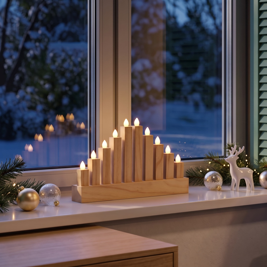 BRILAGI - LED drewniany świecznik świąteczny 10xLED/2xAA