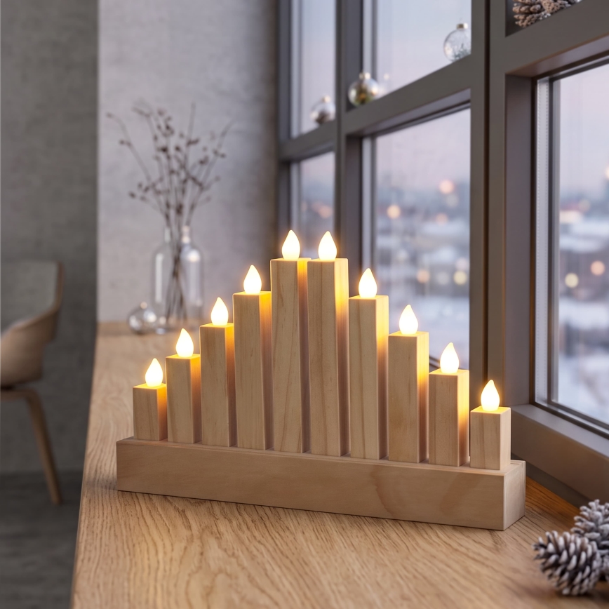 BRILAGI - LED drewniany świecznik świąteczny 10xLED/2xAA