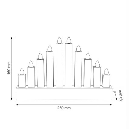 BRILAGI - LED drewniany świecznik świąteczny 10xLED/2xAA