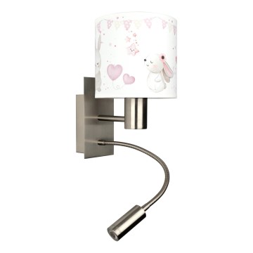 Brilagi - LED Dziecięca elastyczna lampa ścienna BOBO 1xE27/25W/230V + LED/3W matowy chrom/kremowa/króliczki