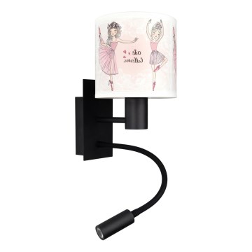 Brilagi - LED dziecięca giętka lampa ścienna BOBO 1xE27/25W/230V + LED/3W czarna/biała/różowa/baletki