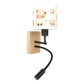 Brilagi - LED Dziecięca giętka lampa ścienna BOBO WOOD 1xE27/25W/230V + LED/3W dąb/czarny/biały/misie