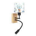 Brilagi - LED dziecięca giętka lampa ścienna BOBO WOOD 1xE27/25W/230V + LED/3W dąb/czarny/biały/niebieski/misie