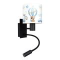 Brilagi - LED Dziecięca giętna lampa ścienna BOBO 1xE27/25W/230V + LED/3W czarna/biała/niebieska/z misiami