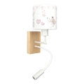 Brilagi - LED Dziecięca giętna lampa ścienna BOBO WOOD 1xE27/25W/230V + LED/3W dąb/biały/kremowy/króliczki