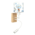 Brilagi - LED dziecięca giętna lampa ścienna BOBO WOOD 1xE27/25W/230V + LED/3W dąb/biały/niebieski/misie