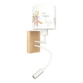 Brilagi - LED Dziecięca giętna lampa ścienna BOBO WOOD 1xE27/25W/230V + LED/3W dąb/biały/zwierzątka
