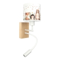 Brilagi - LED Dziecięca giętna lampa ścienna BOBO WOOD 1xE27/25W/230V + LED/3W dąb/biały/zwierzątka