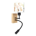 Brilagi - LED Dziecięca giętna lampa ścienna BOBO WOOD 1xE27/25W/230V + LED/3W dąb/czarny/biały/zwierzątka