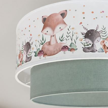 Brilagi - LED Dziecięcy Przysufitowy Żyrandol BOBO 1xE27/60W/230V Ø 40 cm biały/zielony/z motywem zwierzątek