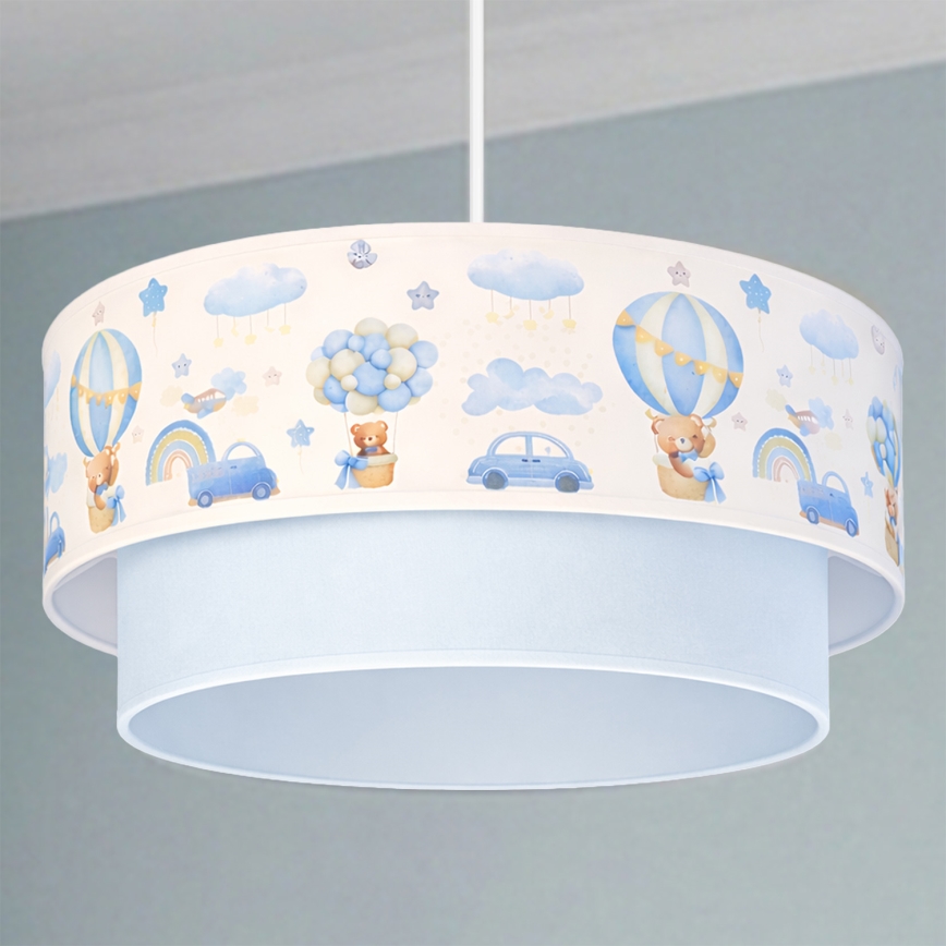 Brilagi-LED Dziecięca lampa wisząca na linkę BOBO 1xE27/60W/230V Ø 40 cm kremowy/niebieski/z misiem