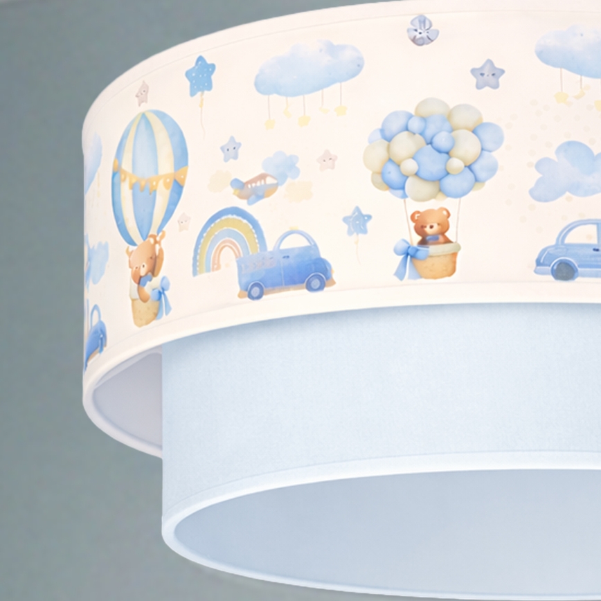 Brilagi-LED Dziecięca lampa wisząca na linkę BOBO 1xE27/60W/230V Ø 40 cm kremowy/niebieski/z misiem