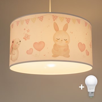 Brilagi - LED dziecięca lampa wisząca na linku BOBO 1xE27/60W/230V śr. 35 cm biała / z motywem zwierzątek