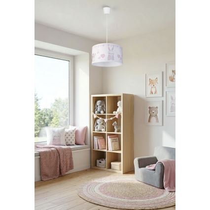 Brilagi - LED dziecięca lampa wisząca na linku BOBO 1xE27/60W/230V śr. 35 cm biała / z motywem zwierzątek