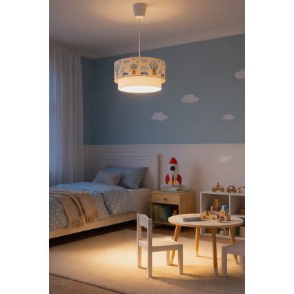 BRILAGI - dziecięca lampa LED wisząca na przewodzie BOBO 1xE27/60W/230V Ø 40 cm kremowy/niebieski/misie