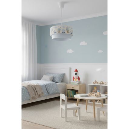 BRILAGI - dziecięca lampa LED wisząca na przewodzie BOBO 1xE27/60W/230V Ø 40 cm kremowy/niebieski/misie