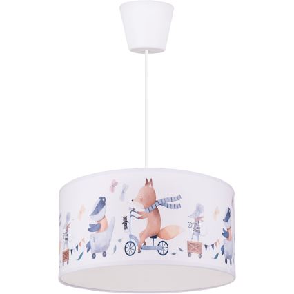 Brilagi - LED dziecięca lampa wisząca na przewodzie BOBO 1xE27/10W/230V śr. 35 cm biała/zwierzątka