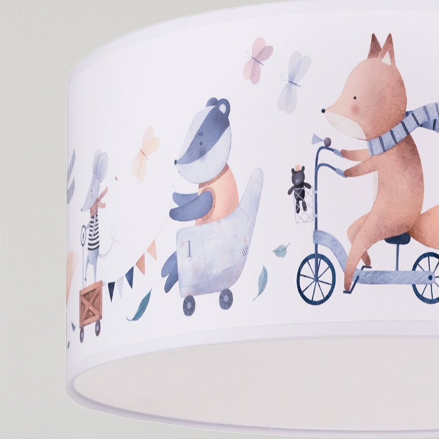 Brilagi - LED dziecięca lampa wisząca na przewodzie BOBO 1xE27/10W/230V śr. 35 cm biała/zwierzątka