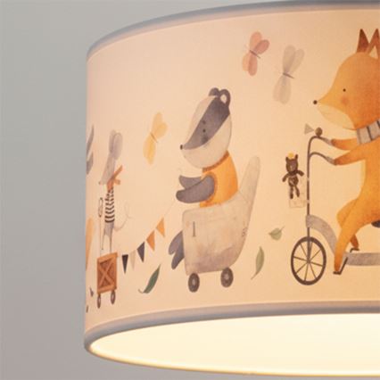 Brilagi - LED dziecięca lampa wisząca na przewodzie BOBO 1xE27/60W/230V śr. 35 cm biała/zwierzątka