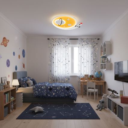 Brilagi - LED dziecięca lampa sufitowa STARSHIP LED/64W/230V 3000/4500/6000K żółta