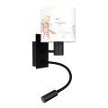 Brilagi - LED dziecięca regulowana lampa ścienna BOBO 1xE27/25W/230V + LED/3W czarna/biała/ze zwierzątkami
