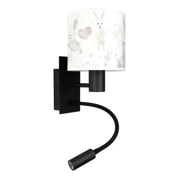 Brilagi - LED Dziecięcy giętki kinkiet BOBO 1xE27/25W/230V + LED/3W czarny/biały/króliczki