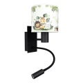 Brilagi - LED Dziecięcy giętki kinkiet BOBO 1xE27/25W/230V + LED/3W czarny/biały/zielony/dżungla
