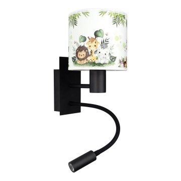 Brilagi - LED Dziecięcy giętki kinkiet BOBO 1xE27/25W/230V + LED/3W czarny/biały/zielony/dżungla
