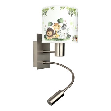 Brilagi - LED dziecięcy giętki kinkiet BOBO 1xE27/25W/230V + LED/3W matowy chrom/biały/zielony/dżungla