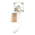 Brilagi - LED dziecięcy giętki kinkiet BOBO WOOD 1xE27/25W/230V + LED/3W dąb/biały/zielony/dżungla