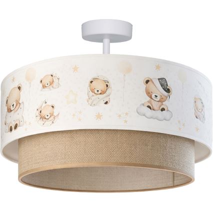 Brilagi - LED Dziecięcy przysufitowy żyrandol BOBO 1x E27/10W/230V Ø 40 cm biały/beżowy/z motywem misiów
