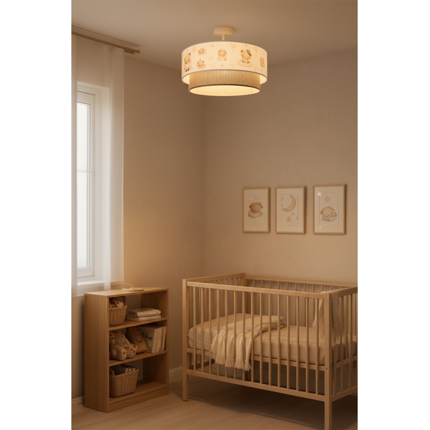 Brilagi - LED Dziecięcy przysufitowy żyrandol BOBO 1x E27/10W/230V Ø 40 cm biały/beżowy/z motywem misiów