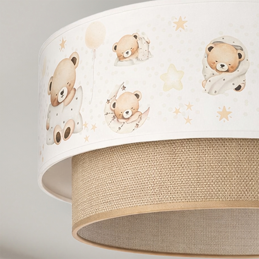 Brilagi - LED Dziecięcy przysufitowy żyrandol BOBO 1x E27/10W/230V Ø 40 cm biały/beżowy/z motywem misiów