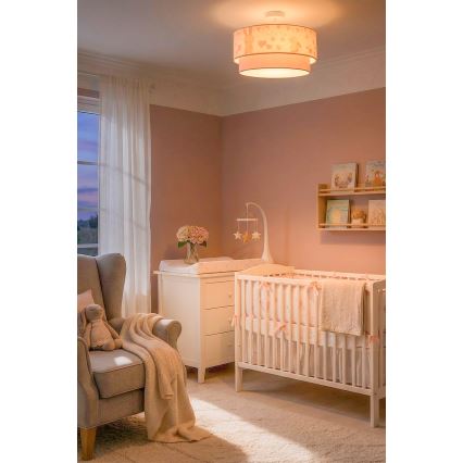 Brilagi - LED dziecięcy przysufitowy żyrandol BOBO 1xE27/10W/230V Ø 40 cm kremowy/różowy/króliczki